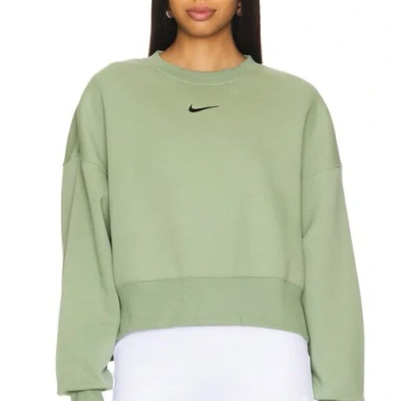 Nike Women's Olive Green Tech Phoenix Crew Neck Oversized Sweatshirt Size XS - Picture 1 of 15